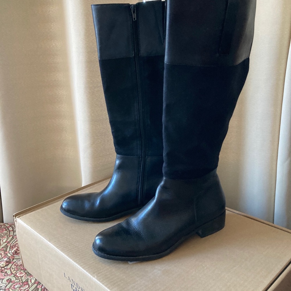 Lands’End riding boots. Leather with canvas shaft.